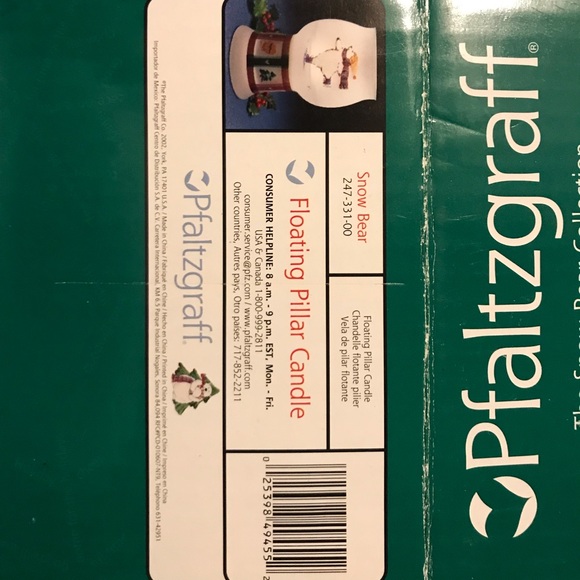 Pfaltzgraff Snow Bear Collection Floating Frosted Hurricane Pillar Candle Holder - Picture 5 of 6